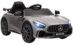 AIYAPLAY Carro Elétrico para Crianças Carro Mercedes-Benz AMG GTR com Bateria 12V Faróis  Buzina e Música 108x67x46 cm Prata