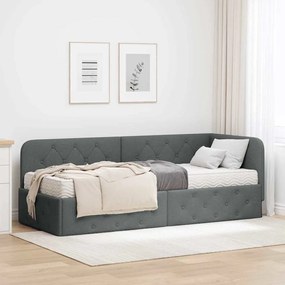 vidaXL Estrutura de Cama de Canto Cinza Escuro 80 x 200 cm tecido