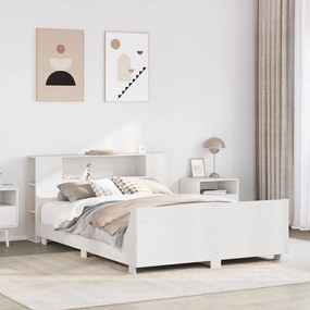 Cama sem colchão 140x200 cm madeira de pinho maciça branco