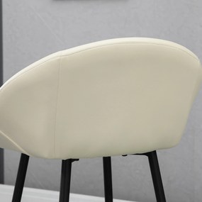 HOMCOM Conjunto de 2 Bancos Altos de Cozinha Estofados em PU Bancos de Bar com Base Antiderrapante e Apoio para os Pés Estilo Moderno Carga Máxima 120kg 54x48,5x96cm Creme