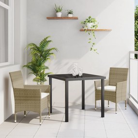 vidaXL Conjunto de Jantar de Jardim 3 Peças Bege Rattan Sintético