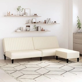 Sofá-cama 2 lugares c/ apoio de pés couro artificial cor creme