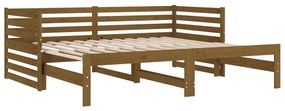 Estrutura sofá-cama de puxar 2x(90x190)cm pinho maciço castanho