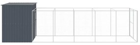 Casota p/ cães c/ parque 214x661x181 cm aço galvaniz. antracite