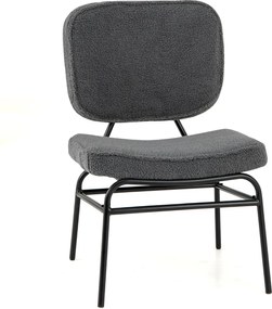 Cadeira estofada leitura Sherpa Almofada de esponja  ajustáveis e estrutura metálica para sala de estar Quarto Cinzenta