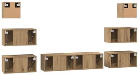 Conjunto de móvel de TV 8 pcs carvalho artisiano