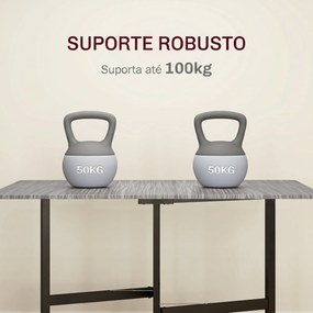 Mesa de Jantar Dobrável com Rodas para 4-6 Pessoas 120 cm (CADEIRAS NÃO INCLUIDAS) 2 Abas Estilo Industrial Cinza