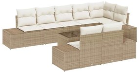 Conjunto de Sofá de Jardim com 9 Peças e Almofadas, Rattan Sintético M
