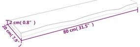 Prateleira de parede 80x20x2 cm carvalho tratado castanho-claro