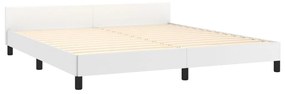 Estrutura de Cama Salu com Cabeceira em Couro Artificial Branco - 160x