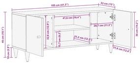 Móvel de TV 105x33x46 cm madeira de mangueira maciça