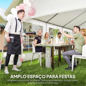 Tenda para Festas 4x6 m Tenda de Jardim com Paredes Removíveis, 2 Portas e Janelas UPF30+ para Casamentos e Camping Branco