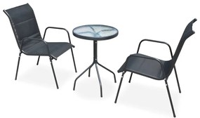 43315 vidaXL Conjunto bistrô aço + textilene 50x71 cm preto