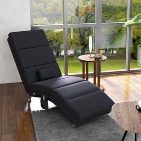 Poltrona de relaxamento ergonómica, com função de massagem e aquecimento, com comando à distância, 56 x 168 x 84 cm, preta