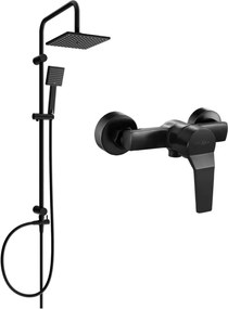 Mexen Caro Tord conjunto de chuveiro de superfície com chuveiro de teto e torneira de duche, preto - 746640200-70