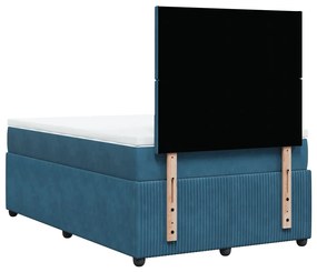 Cama boxspring com colchão 120x200 cm veludo azul-escuro