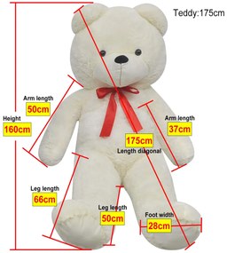 Urso de peluche XXL 160 cm branco