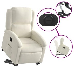 Poltrona reclinável elevatória veludo cor creme