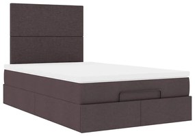 Estrutura de cama otomana com colchão 120x190cm castanho escuro