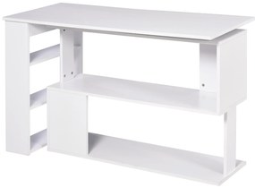HOMCOM Secretária com Estantes Mesa de escritório 5 Prateleiras 120x110x74cm Branco