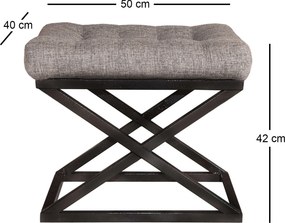 Pouffe Capraz – Preto e Cinzento – 50x42x40 cm