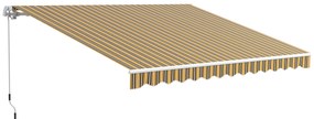 Outsunny Toldo Manual Retrátil 350x250 cm com Manivela de Metal Impermeável e Anti-UV para Jardim Terraço Janelas Cinza e Amarelo