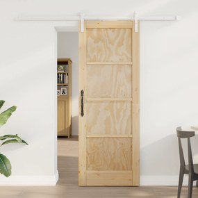 Porta Deslizante vidaXL com Conjunto de Ferragens 73,5x198,5 cm Madeira Maciça de Pinus