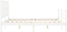 Estrutura de cama King Size com cabeceira madeira maciça branco