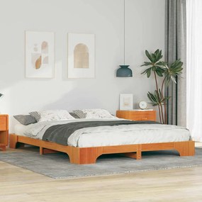 vidaXL Estrutura de cama de chão Castanho 160 x 210 cm Madeira maciça