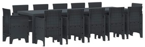 vidaXL Conjunto de Jantar para Jardim 13 pcs Antracite Plástico