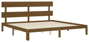 Estrutura cama c/ cabeceira 200x200cm maciço castanho-mel