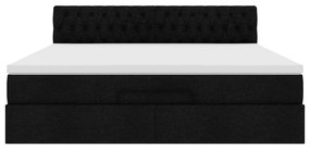 Estrutura de cama otomana com colchão 160x200 cm tecido preto