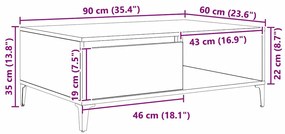Mesa de centro Carvalho preto 90 x 60 x 35 cm