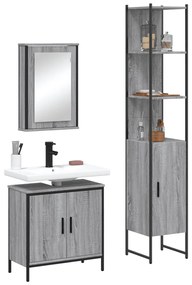 vidaXL 3 pcs Conjunto móveis casa de banho madeira proc. cinza sonoma