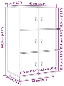 Aparador alto 67x40x108,5 cm pinho maciço branco