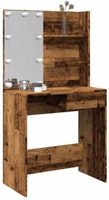 Toucador com luzes LED 74,5x40x141 cm madeira velha