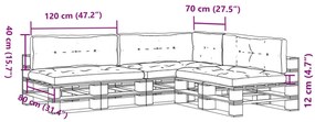 Almofadões para móveis de paletes 7 pcs tecido cinzento