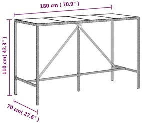 9 pcs conjunto de bar p/ jardim c/ almofadões vime PE castanho