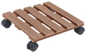 Suportes com rodas para vasos 2 pcs 30x30x7,5 cm WPC castanho