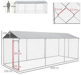 PawHut Canil de Exterior para Cães Parque para Cães com 1 Porta Estrut