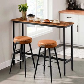 Mesa de bar retangular de design industrial 120x40x90cm (Bancos não incluídos) castanho vintage