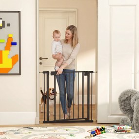 Barreira de Segurança para Cães e Bebés, 70 x 3 x 76 cm, Fixação por Pressão sem Perfuração, Preta