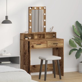 vidaXL Mesa de Maquilhagem com Luzes LED - Estilo Madeira Vintage, 79x41x140 cm