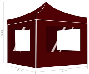 Tenda dobrável profissional com paredes alumínio 2x2 m bordô
