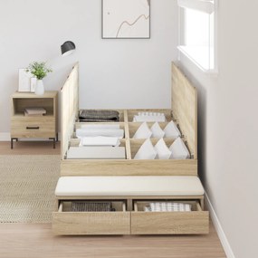 Estrutura de Cama de Armazenamento Carvalho Sonoma 75x190 cm