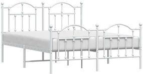 Estrutura de cama com cabeceira e pés 140x200 cm metal branco