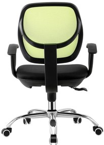 Cadeira de escritório MIRAFIORI, braços, rede verde e tecido preto