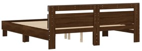 Estrutura cama cabeceira/luzes LED 180x200cm carvalho castanho