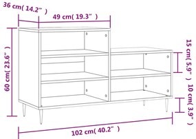 Sapateira 102x36x60 cm derivados de madeira cinzento cimento