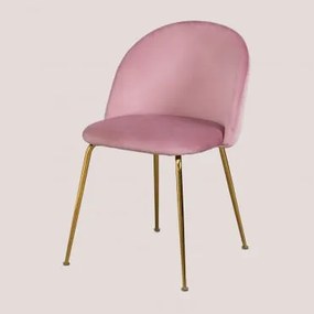 Pack 4 Cadeiras de Jantar de Veludo Kana Design Pêonia & Dourado - Sklum